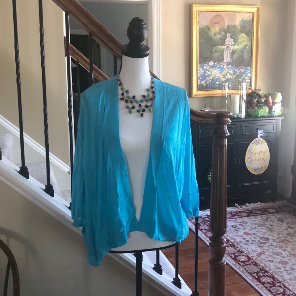 🌸🦩Chico’s lightweight sheer cardigan in aqua 🌸🦩